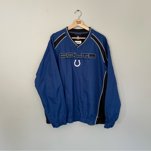 NFL COLTS Football Vintage V-Neck Windbreaker in Blue Men’s Size Large - Picture 2 of 9